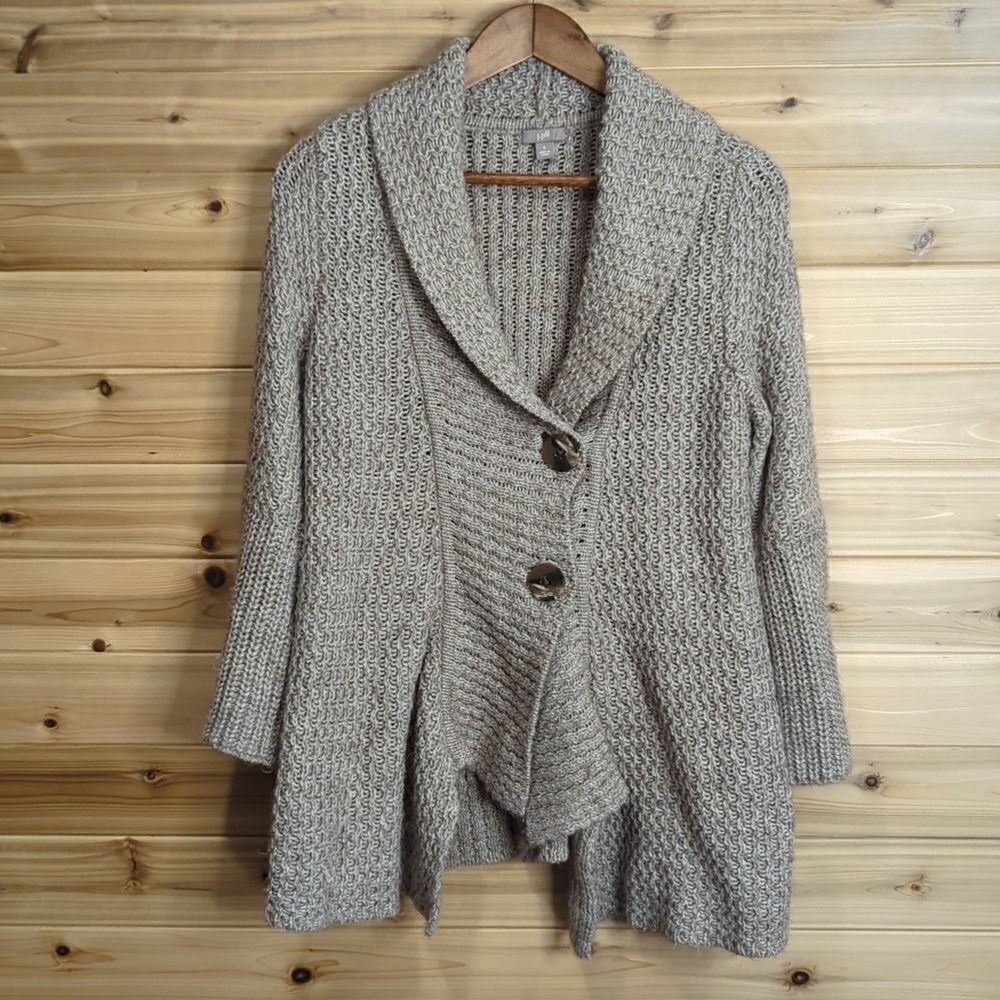 J. Jill Womens Sweater Small Gray Button Front Cardigan Alpaca Wool